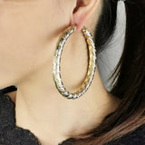 8cm Chunky Metal Leaves Big Hoop Earrings Gold Color Round Punk Statement Earring Women Hiphop Jewelry Fashion Accessories