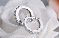 925 Sterling Silver Crystal Circle Earring For Women Making Jewelry Gift Wedding Party Engagement E024