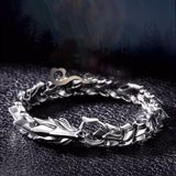 925 Silver-Plated Retro Dragon Head Keel Bracelet Hip-Hop Domineering Exaggerated Punk Hand Jewelry