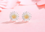 925 sterling silver needle small daisy earrings female small fresh sun flower ear jewelry