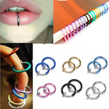 1 Pair 13mm Punk Goth False Hoop Earrings Septum Clip on Boby Nose Lip Ear Fake Piercing Rings Stud