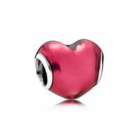 925 Sterling Silver Heart Shape Love Beads Fit Charms Bracelet PAS036