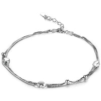 925 Sterling Silver Jewelry Love Peach Anklet Female Korean Fashion Foot Chain Multilayer Beach Beaded Anklet