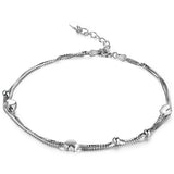 925 Sterling Silver Jewelry Love Peach Anklet Female Korean Fashion Foot Chain Multilayer Beach Beaded Anklet