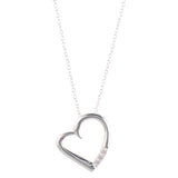 14K Silver Plated Love Heart Pave Pendant Necklace