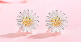 925 sterling silver needle small daisy earrings female small fresh sun flower ear jewelry