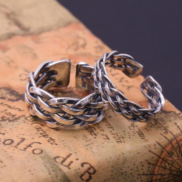 925 Sterling Silver Braided Rings For Men And Women Handmade Thai Silver Jewelry Vintage Twisted Rings Couple Lovers Gift