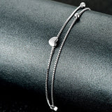 925 Sterling Silver Jewelry Love Peach Anklet Female Korean Fashion Foot Chain Multilayer Beach Beaded Anklet