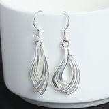 925 Silver Drop Earrings For Women Twist Wave Line Water Drop Earring Fashion Jewelry