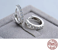 925 Sterling Silver Crystal Circle Earring For Women Making Jewelry Gift Wedding Party Engagement E024