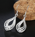 925 Silver Drop Earrings For Women Twist Wave Line Water Drop Earring Fashion Jewelry