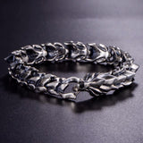 925 Silver-Plated Retro Dragon Head Keel Bracelet Hip-Hop Domineering Exaggerated Punk Hand Jewelry