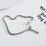 925 Sterling Silver Double Hook Box Chain Bracelet Thai Silver Punk Style Letter Couple Bracelet For Women Men S-B319