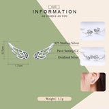 925 Sterling Silver  Feather Fairy Wings Stud Earrings Silver for Women Fashion Silver Jewelry Christmas