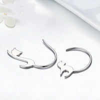 925 Sterling Silver Cute Little Cat Drop Earrings