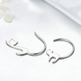 925 Sterling Silver Cute Little Cat Drop Earrings